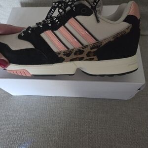 Adidas Women's Leopard Print Sneakers - Black, Pink, Cream